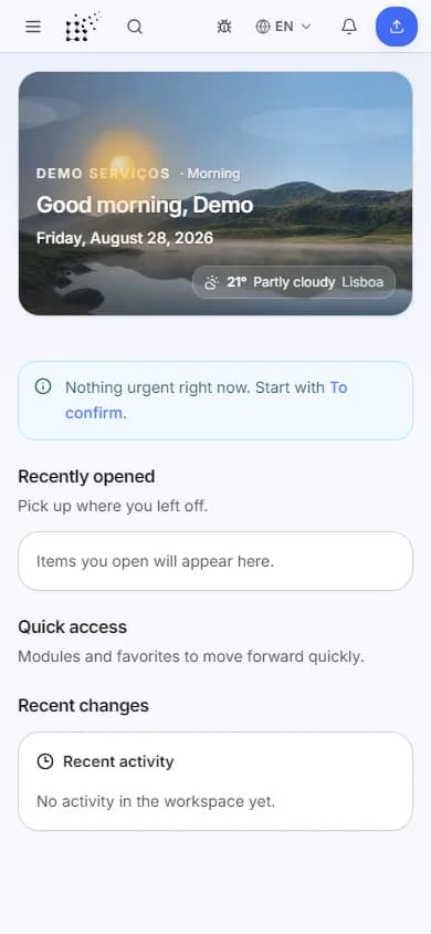 CLENFA on mobile — dashboard on a narrow screen
