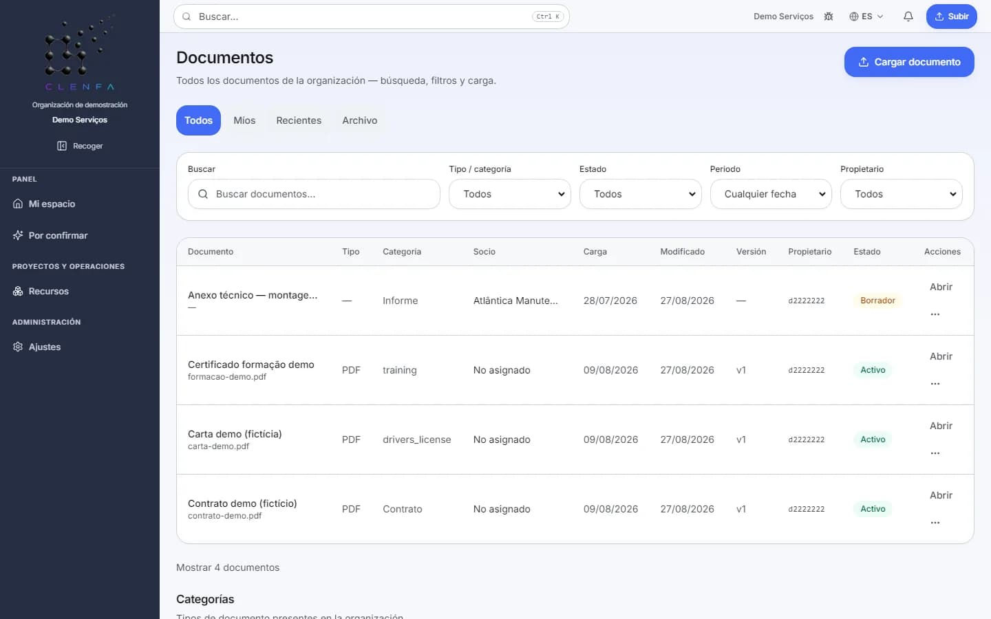 Documentos en CLENFA